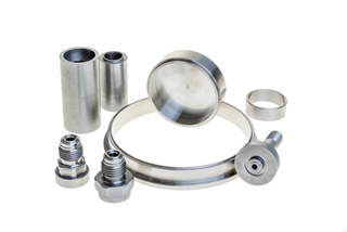 An image of a filtration set made with our custom metal machining process.