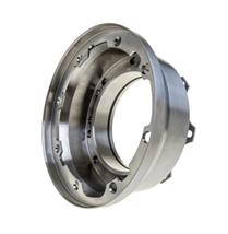 An image of a tubine seal housing made our of titanium. This is a material we use for custom metal machining.